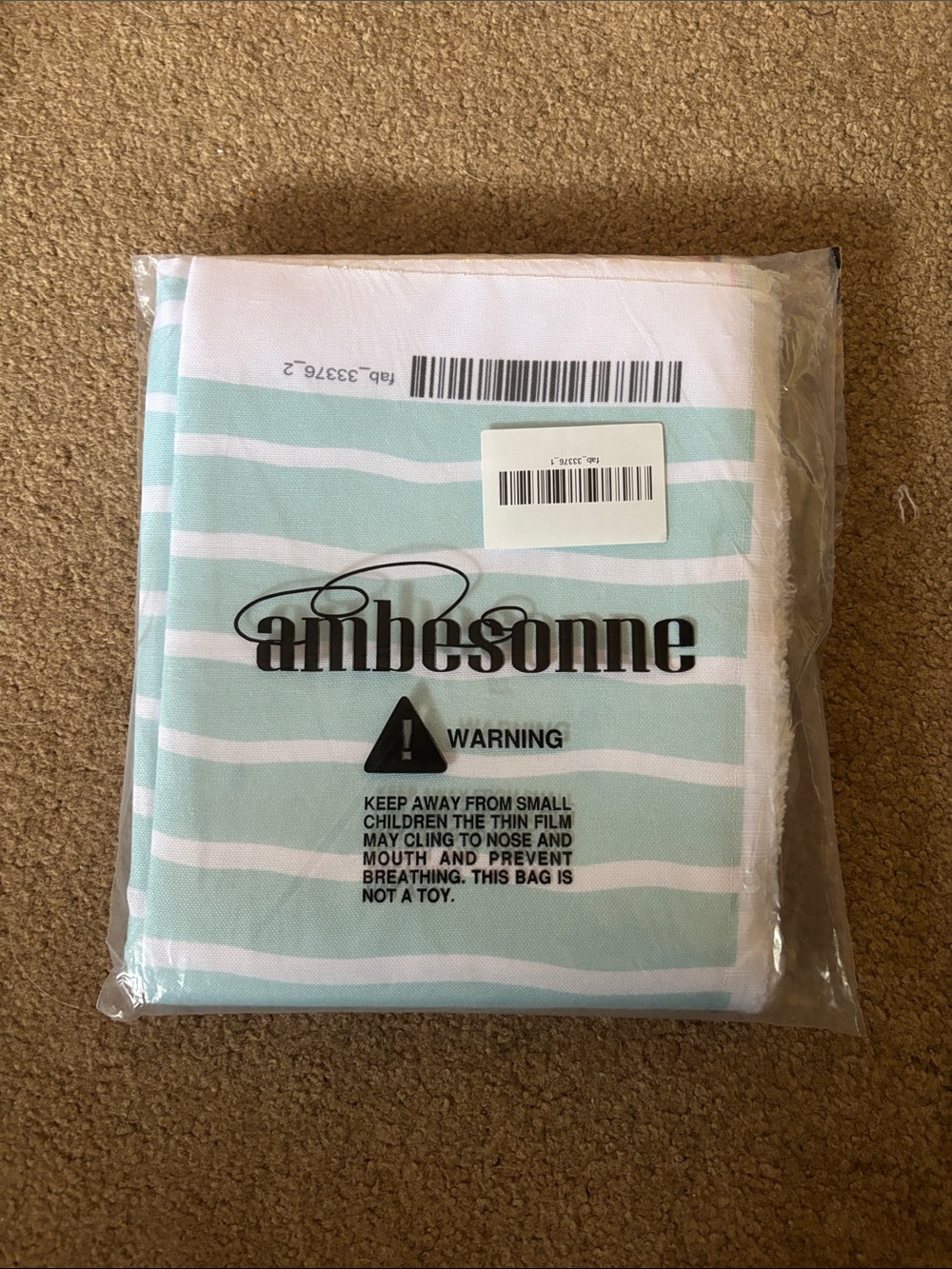 Mint Stripe Fabric- Soft Mint and White